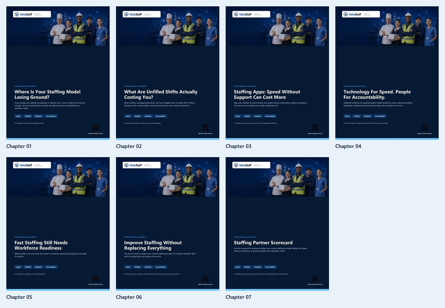 Preview pages from the VeloStaff Staff Smarter guide